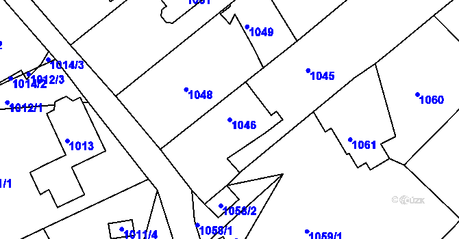 Parcela st. 1046 v KÚ Bystřany, Katastrální mapa