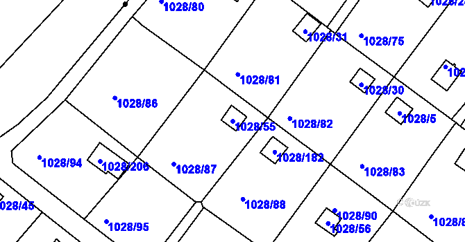Parcela st. 1028/55 v KÚ Bystřany, Katastrální mapa