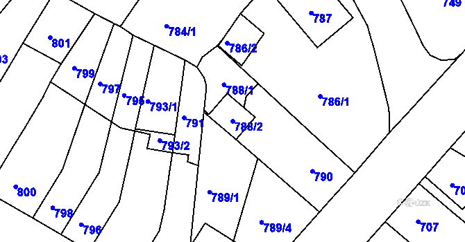 Parcela st. 788/2 v KÚ Bystřany, Katastrální mapa