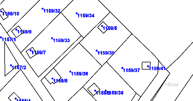Parcela st. 1159/35 v KÚ Bystřany, Katastrální mapa