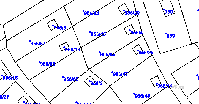 Parcela st. 956/46 v KÚ Bystřany, Katastrální mapa