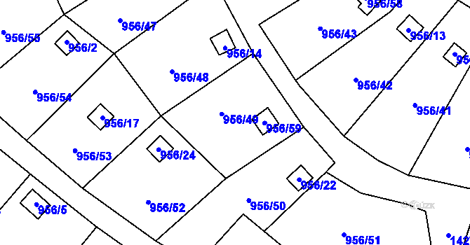 Parcela st. 956/49 v KÚ Bystřany, Katastrální mapa