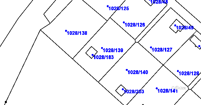 Parcela st. 1028/139 v KÚ Bystřany, Katastrální mapa