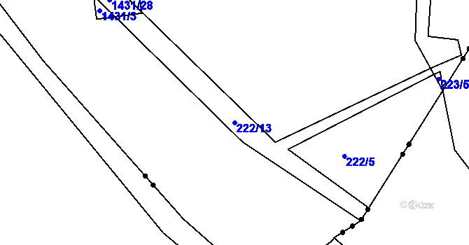 Parcela st. 222/13 v KÚ Bystřany, Katastrální mapa