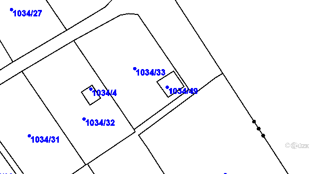 Parcela st. 1034/49 v KÚ Bystřany, Katastrální mapa