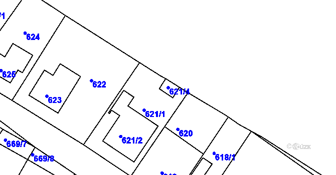 Parcela st. 621/4 v KÚ Bystřany, Katastrální mapa