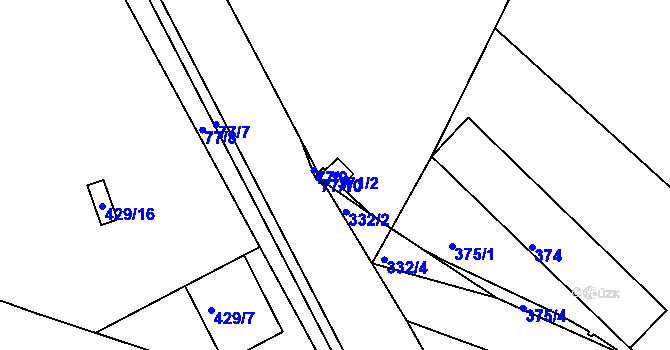 Parcela st. 371/2 v KÚ Bystřany, Katastrální mapa