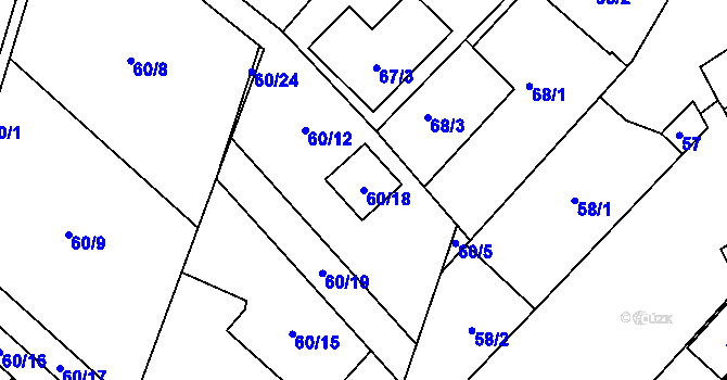 Parcela st. 60/18 v KÚ Bystřany, Katastrální mapa
