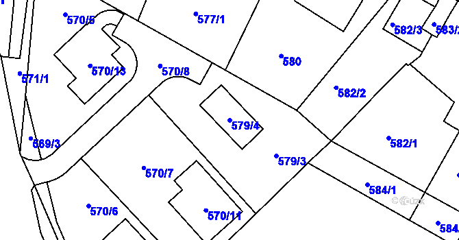 Parcela st. 579/4 v KÚ Bystřany, Katastrální mapa