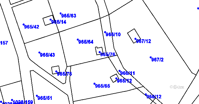 Parcela st. 965/76 v KÚ Bystřany, Katastrální mapa