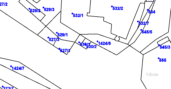 Parcela st. 530/2 v KÚ Bystřany, Katastrální mapa