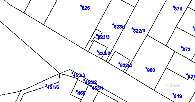 Parcela st. 823/2 v KÚ Bystřany, Katastrální mapa