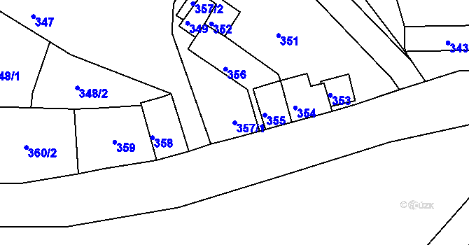 Parcela st. 357/1 v KÚ Bystřany, Katastrální mapa