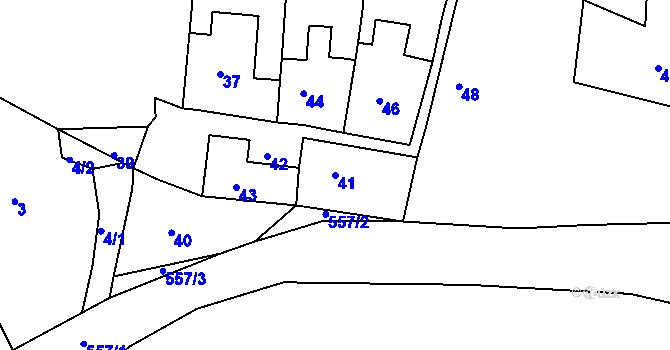 Parcela st. 41 v KÚ Bystřany-Světice, Katastrální mapa