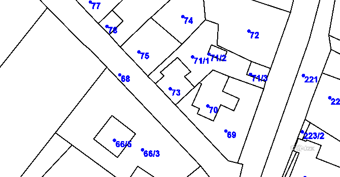 Parcela st. 73 v KÚ Bystřany-Světice, Katastrální mapa