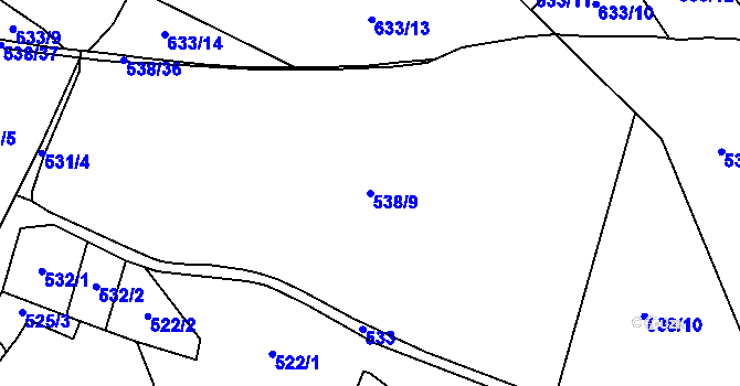 Parcela st. 538/9 v KÚ Bystřany-Světice, Katastrální mapa