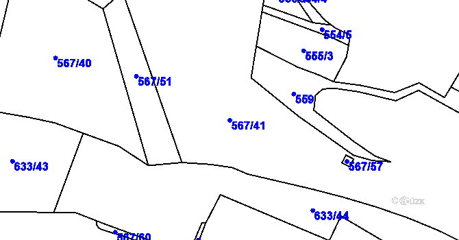 Parcela st. 567/41 v KÚ Bystřany-Světice, Katastrální mapa