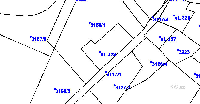 Parcela st. 328 v KÚ Bystřec, Katastrální mapa