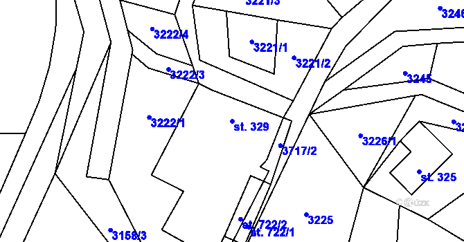 Parcela st. 329 v KÚ Bystřec, Katastrální mapa
