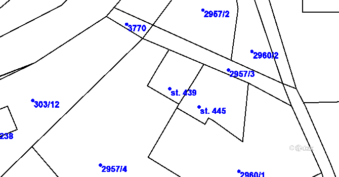 Parcela st. 439 v KÚ Bystřec, Katastrální mapa