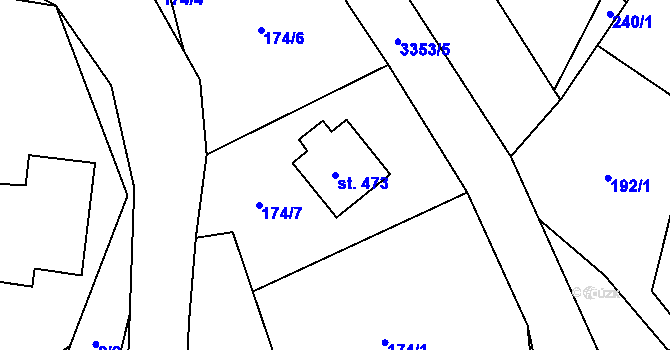 Parcela st. 473 v KÚ Bystřec, Katastrální mapa