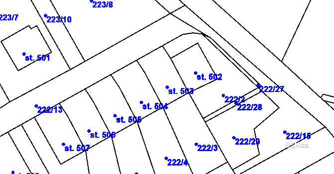 Parcela st. 503 v KÚ Bystřec, Katastrální mapa
