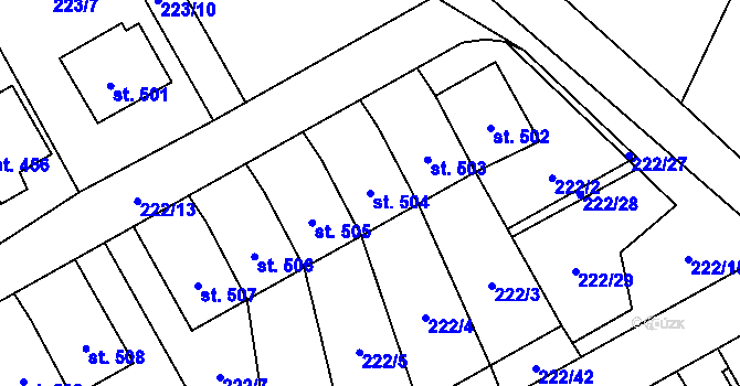 Parcela st. 504 v KÚ Bystřec, Katastrální mapa