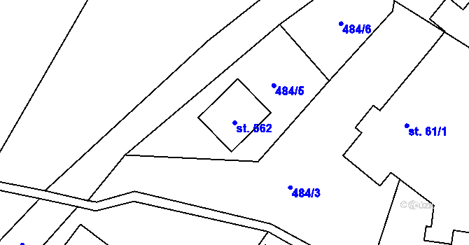 Parcela st. 562 v KÚ Bystřec, Katastrální mapa