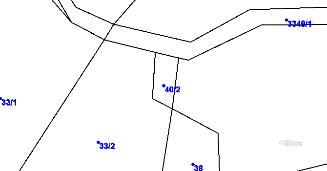 Parcela st. 40/2 v KÚ Bystřec, Katastrální mapa