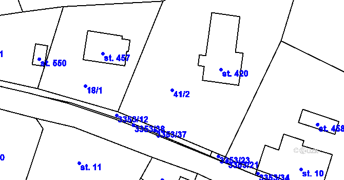 Parcela st. 41/2 v KÚ Bystřec, Katastrální mapa