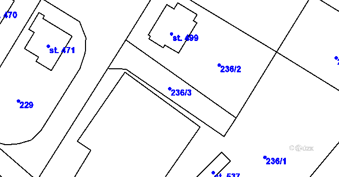 Parcela st. 236/3 v KÚ Bystřec, Katastrální mapa