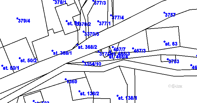 Parcela st. 377/2 v KÚ Bystřec, Katastrální mapa