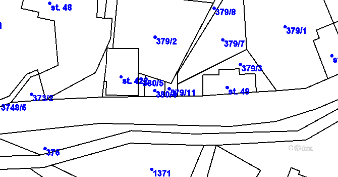 Parcela st. 379/11 v KÚ Bystřec, Katastrální mapa