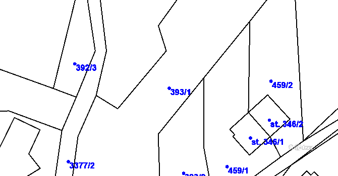 Parcela st. 393/1 v KÚ Bystřec, Katastrální mapa