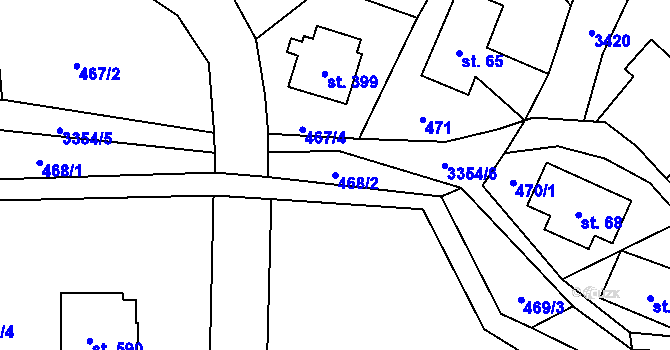 Parcela st. 468/2 v KÚ Bystřec, Katastrální mapa