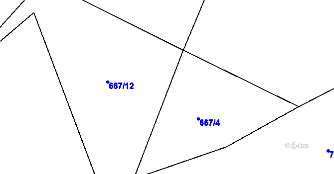 Parcela st. 667/5 v KÚ Bystřec, Katastrální mapa