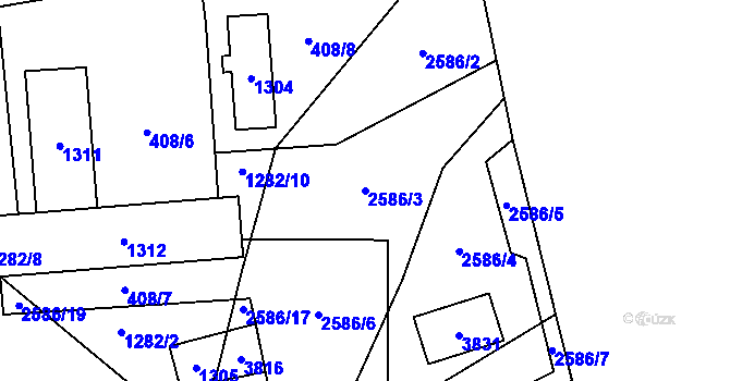 Parcela st. 2586/3 v KÚ Bystřec, Katastrální mapa