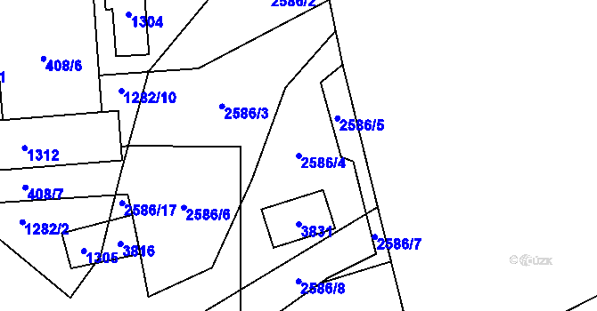 Parcela st. 2586/4 v KÚ Bystřec, Katastrální mapa