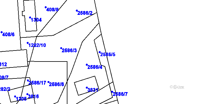 Parcela st. 2586/5 v KÚ Bystřec, Katastrální mapa