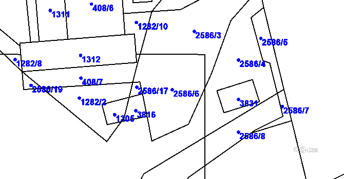 Parcela st. 2586/6 v KÚ Bystřec, Katastrální mapa