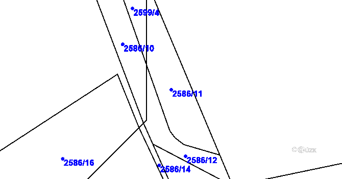 Parcela st. 2586/11 v KÚ Bystřec, Katastrální mapa