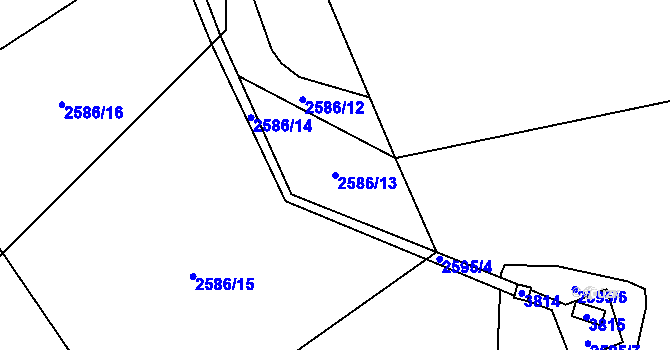 Parcela st. 2586/13 v KÚ Bystřec, Katastrální mapa