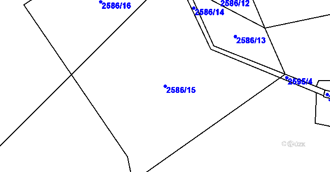 Parcela st. 2586/15 v KÚ Bystřec, Katastrální mapa