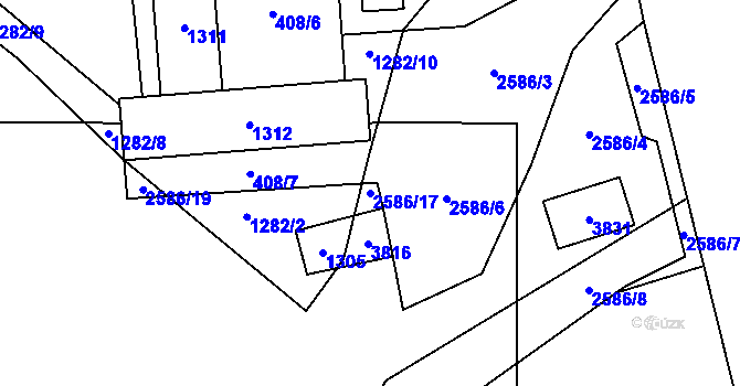 Parcela st. 2586/17 v KÚ Bystřec, Katastrální mapa