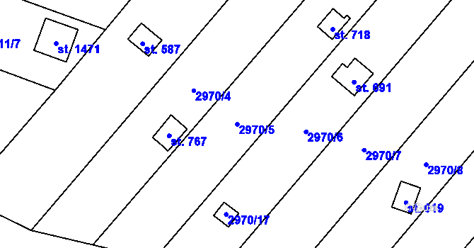 Parcela st. 2970/5 v KÚ Bystřec, Katastrální mapa