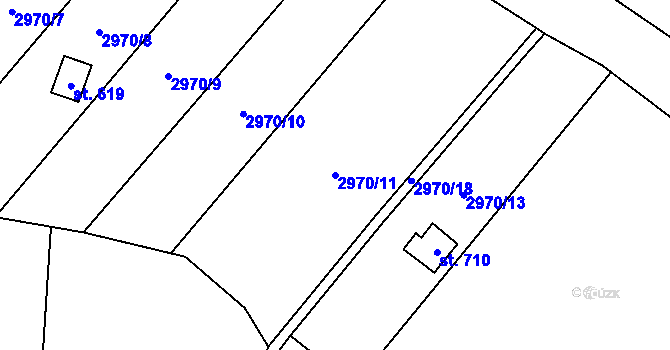 Parcela st. 2970/11 v KÚ Bystřec, Katastrální mapa