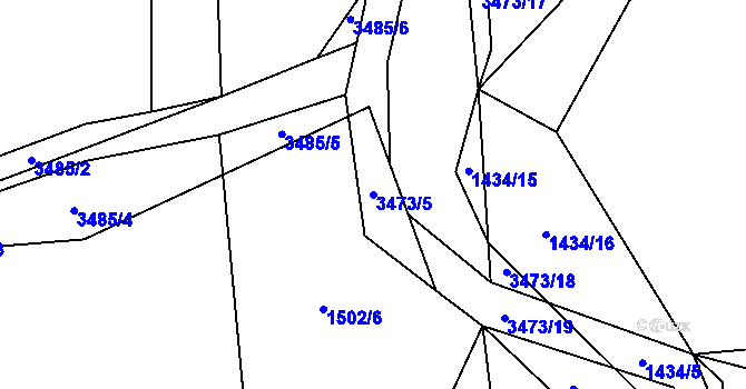 Parcela st. 3473/5 v KÚ Bystřec, Katastrální mapa