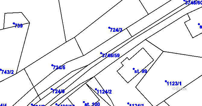 Parcela st. 3748/59 v KÚ Bystřec, Katastrální mapa