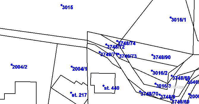 Parcela st. 3748/71 v KÚ Bystřec, Katastrální mapa