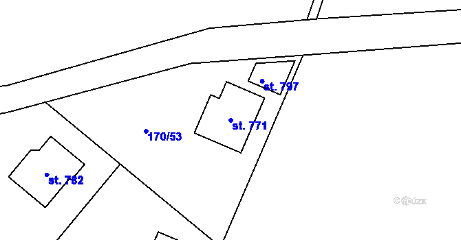 Parcela st. 771 v KÚ Bystřec, Katastrální mapa